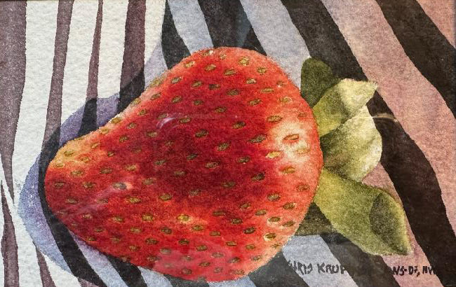 A Strawberry, a transparent watercolor painting by Chris Krupinski